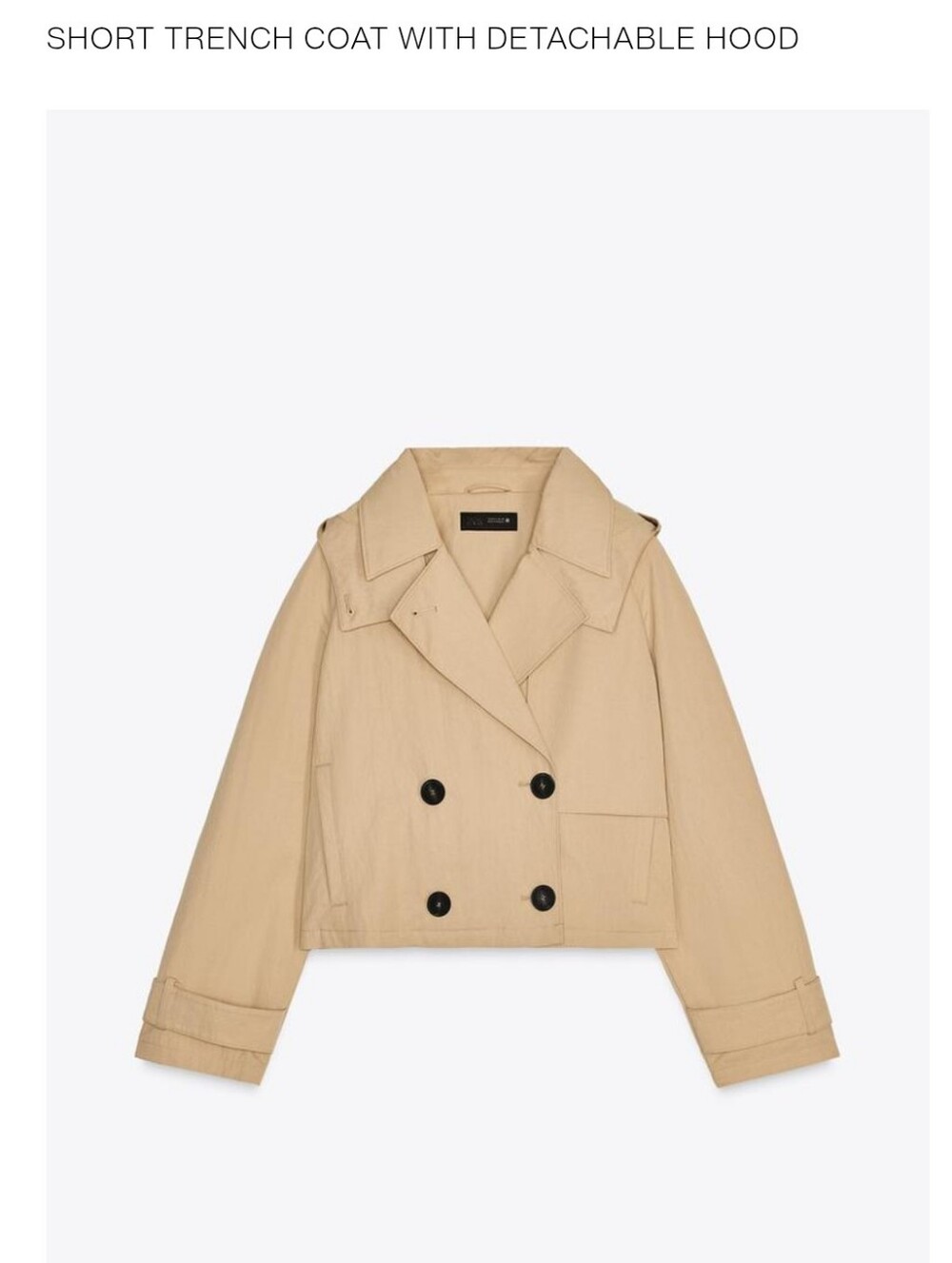 Zara Cropped Trench Coat - Size XS